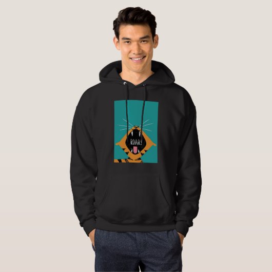 Cute Cool Tiger Bites Green Background Hoodie (Voorkant volledig)