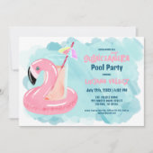 Cute Cool Tropical Flamingo Pool Party Quinceañera Kaart (Voorkant)