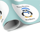 Cute coole pinguin kerstwinter Personaliseren Cadeaupapier (Rol Hoek)