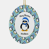 Cute coole pinguin kerstwinter Personaliseren Keramisch Ornament (Rechts)