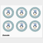Cute coole pinguin kerstwinter Personaliseren Ronde Sticker (Vel)