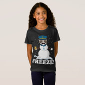 Cute Cop Snowman bevrieste de grappige kerstman va T-shirt (Voorkant volledig)