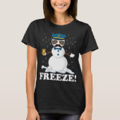 Cute Cop Snowman bevrieste de grappige kerstman va T-shirt (Voorkant)