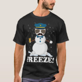 Cute Cop Snowman bevrieste de grappige kerstman va T-shirt (Voorkant)