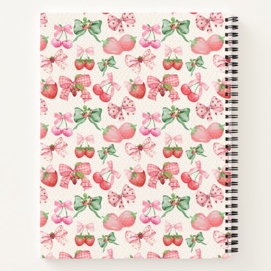 Cute Coquette aesthetic girly strawberry pattern Notitieboek (Achterkant)