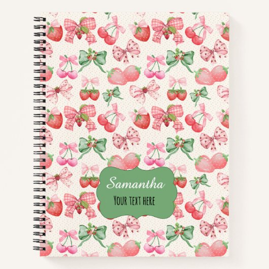Cute Coquette aesthetic girly strawberry pattern Notitieboek (Voorkant)