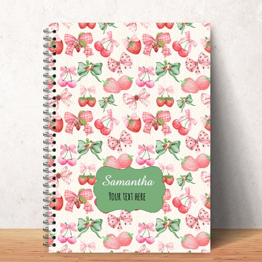 Cute Coquette aesthetic girly strawberry pattern Notitieboek