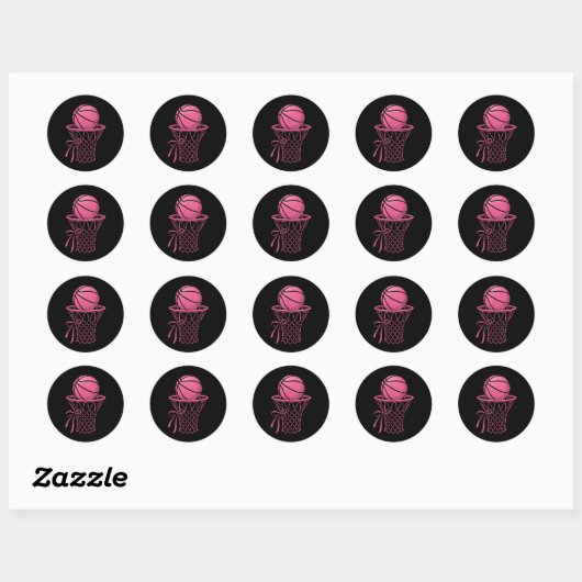 Cute Coquette Basketball Aesthetic Pink Hoop Style Ronde Sticker (Vel)