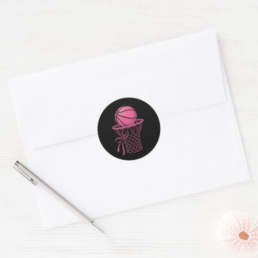 Cute Coquette Basketball Aesthetic Pink Hoop Style Ronde Sticker (Envelop)