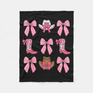 Cute Coquette Boog Roze Cowgirl Laarzen En Haten C Fleece Deken