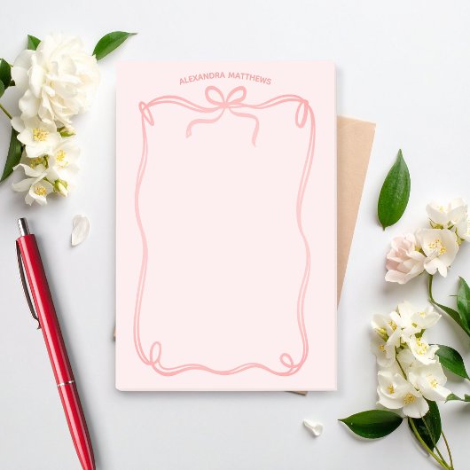 Cute Coquette Bow and Ribbon Custom Name Post-it® Notes