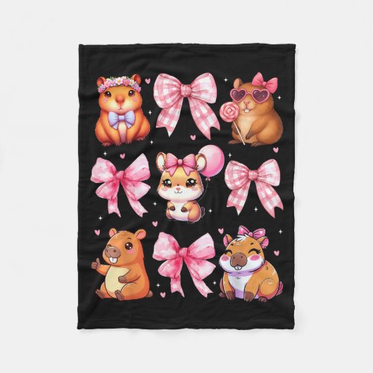 Cute Coquette Bow Capybara Pajamas Pjs Clothes Gir Fleece Deken (Voorkant)