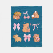 Cute Coquette Bow Capybara Pajamas Pjs Clothes Gir Fleece Deken (Voorkant)