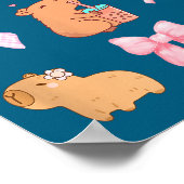 Cute Coquette Bow Capybara Pajamas Pjs Clothes Gir Poster (Hoek)
