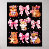 Cute Coquette Bow Capybara Pajamas Pjs Clothes Gir Poster (Voorkant)