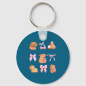 Cute Coquette Bow Capybara Pajamas Pjs Clothes Gir Sleutelhanger (Voorkant)