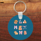 Cute Coquette Bow Capybara Pajamas Pjs Clothes Gir Sleutelhanger (Voorkant)