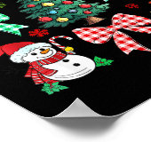 Cute Coquette Bow Christmas Tree Santa Gingerbread Poster (Hoek)