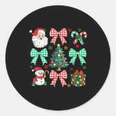 Cute Coquette Bow Christmas Tree Santa Gingerbread Ronde Sticker (Voorkant)