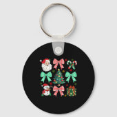 Cute Coquette Bow Christmas Tree Santa Gingerbread Sleutelhanger (Voorkant)