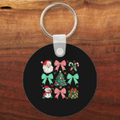 Cute Coquette Bow Christmas Tree Santa Gingerbread Sleutelhanger (Voorkant)