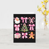 Cute Coquette Bow Nk Christmas Tree Santa Gingerbr Kaart (Gele Bloem)