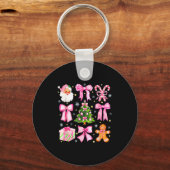 Cute Coquette Bow Nk Christmas Tree Santa Gingerbr Sleutelhanger (Voorkant)
