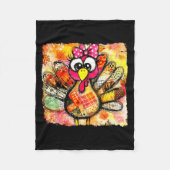 Cute Coquette Bow Patchwork Autumn Fall Thanksgivi Fleece Deken (Voorkant)