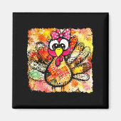 Cute Coquette Bow Patchwork Autumn Fall Thanksgivi Magneet (Voorkant)