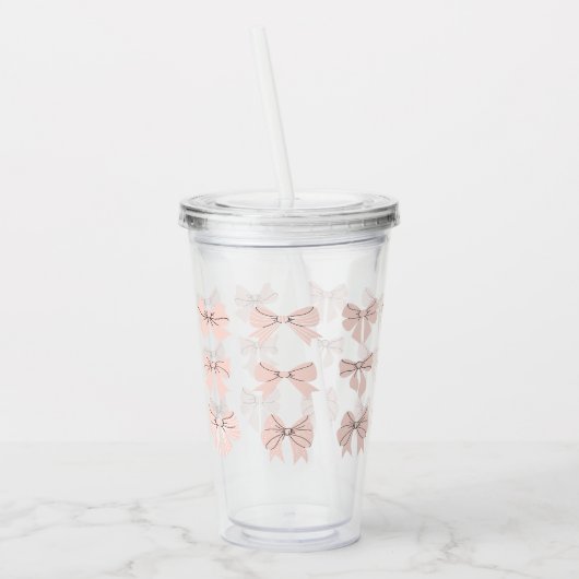 Cute Coquette Bow Pattern Blush Pink Acryl Drinkbeker (Links)