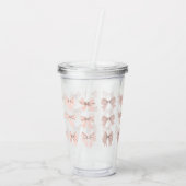 Cute Coquette Bow Pattern Blush Pink Acryl Drinkbeker (Achterkant)