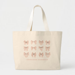 Cute Coquette Bow Pink Blush Grote Tote Bag