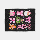 Cute Coquette Bow Pink Christmas Tree Santa Ginger Fleece Deken (Voorkant (Horizontaal))