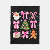 Cute Coquette Bow Pink Christmas Tree Santa Ginger Fleece Deken (Voorkant)