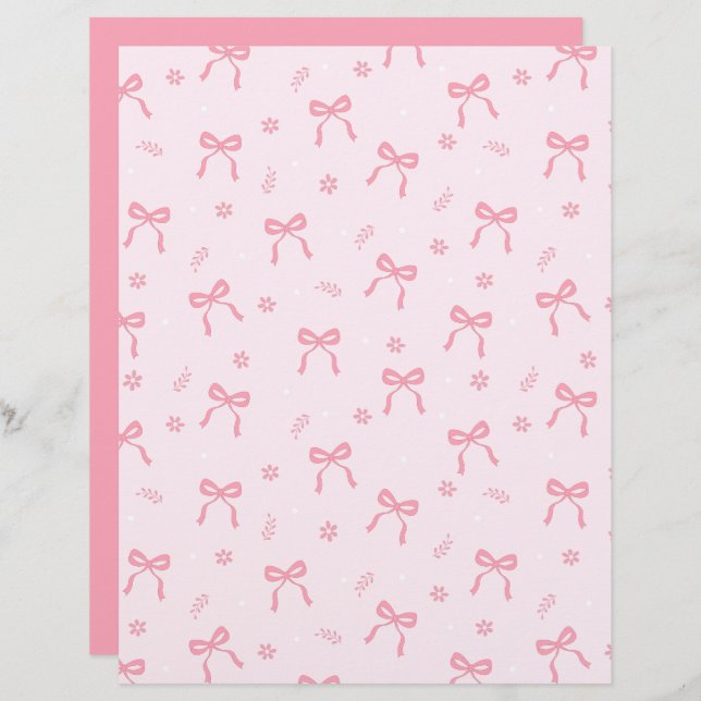 Cute Coquette Bows and Blossoms Scrapbook Paper (Voorkant / Achterkant)