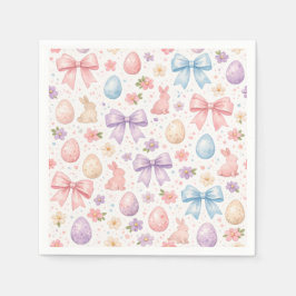 Cute Coquette Bunny & Pink Bows Easter Napkins Servet