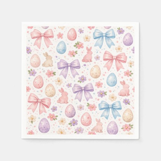 Cute Coquette Bunny & Pink Bows Easter Napkins Servet (Voorkant)