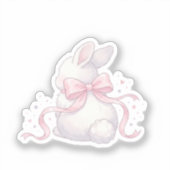 Cute Coquette Bunny Pink Ribbon Bow Easter Sticker (Voorkant)