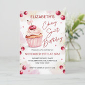 Cute Coquette Cherry Sweet Birthday Kaart (Staand voorkant)