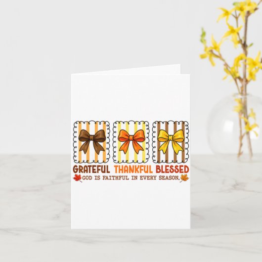 Cute Coquette Christian Fall Bow Grateful Thankful Kaart (Gele Bloem)
