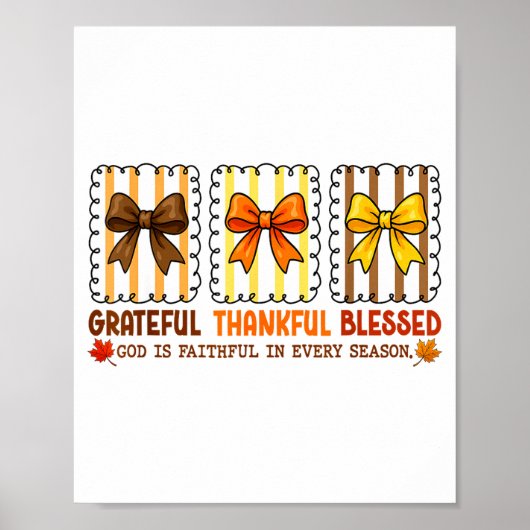 Cute Coquette Christian Fall Bow Grateful Thankful Poster (Voorkant)