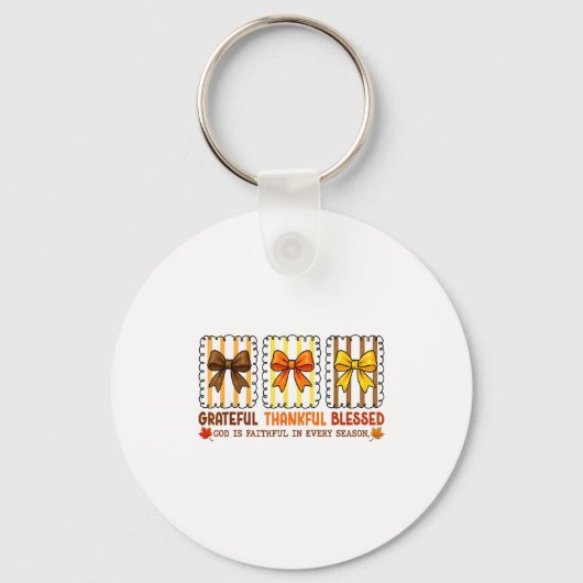 Cute Coquette Christian Fall Bow Grateful Thankful Sleutelhanger (Voorkant)