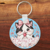 Cute Coquette Kerssen Kat Sleutelhanger  (Voorkant)
