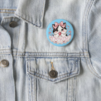 Cute Coquette Kerssenkat Knoopsjabloon Cadeaus Ronde Button 5,7 Cm