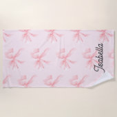 Cute Coquette Pink Bow Girl Strandlaken (Voorkant)
