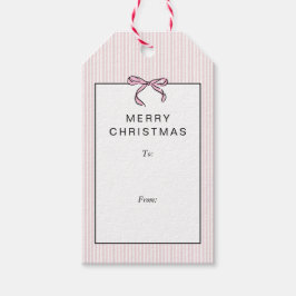 Cute Coquette Pink Bow Merry Christmas Cadeaulabel