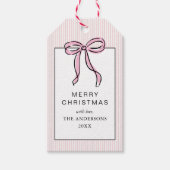 Cute Coquette Pink Bow Merry Christmas Cadeaulabel (Voorkant)