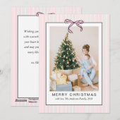 Cute Coquette Pink Bow Merry Christmas Photo  Feestdagenkaart (Voorkant / Achterkant)