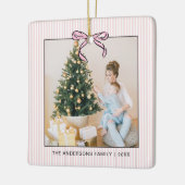 Cute Coquette Pink Bow Photo Christmas  Keramisch Ornament (Links)