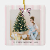 Cute Coquette Pink Bow Photo Christmas  Keramisch Ornament (Voorkant)